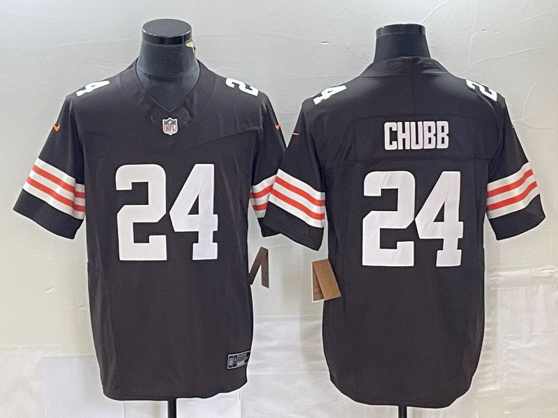 Men Cleveland Browns #24 Chubb Brown 2023 Nike Vapor Limited NFL Jersey style 1